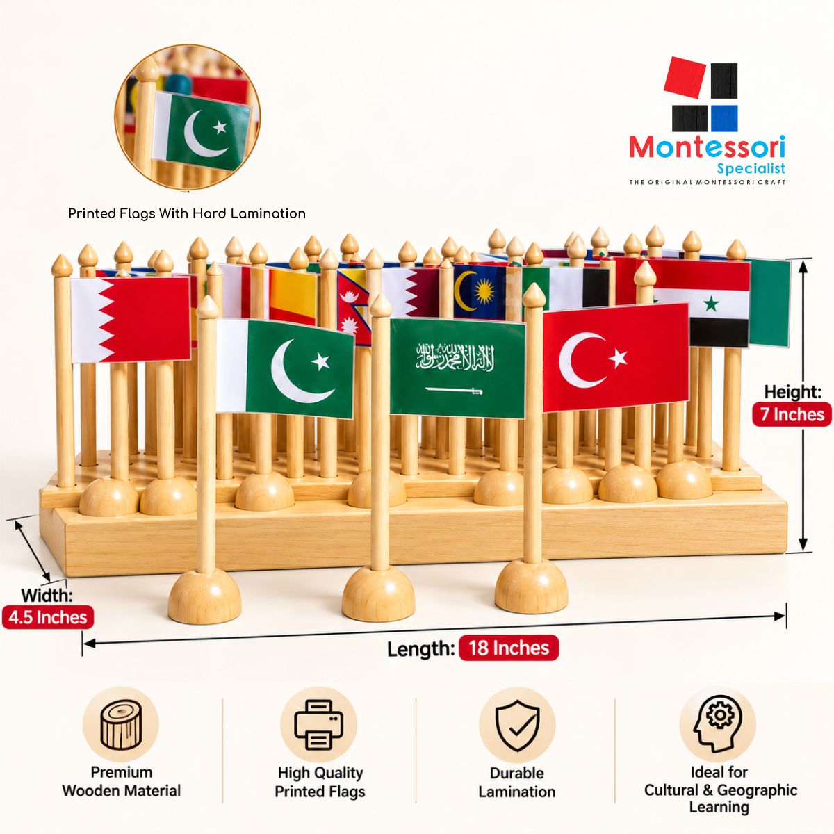 Montessori Flag Stand of Asia Countries 3